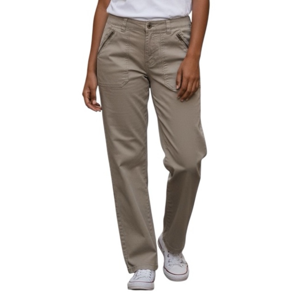 DEMOCRACY | Women’s Taupe “Ab” Technology Straight Leg Pants 8 Faux Zip Pockets